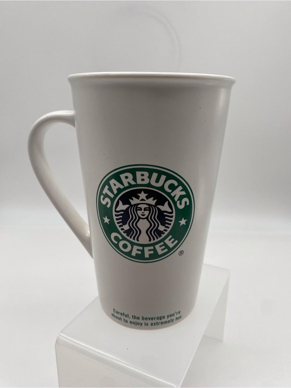 Vintage 2005 Starbucks White Ceramic Mug w/handle  with Green Logo